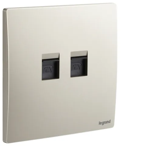 Legrand Mallia Senses — Telephone sockets — Double RJ 11 sockets 4 contacts, Champagne — 2 811 63CH