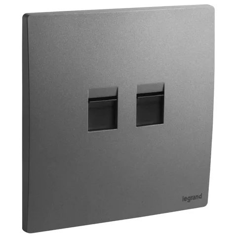 Legrand Mallia Senses — Keystone adaptors — Double, Dark Silver — 2 811 95DS