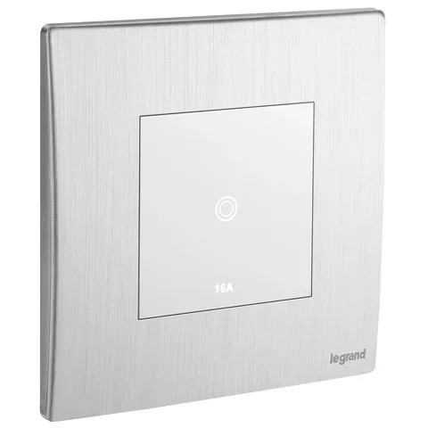 Legrand Mallia Senses — Touch switches 16 AX- 250 V~ — 1-gang - 1-way switch with neutral, Brushed Alum — 2 812 00BA