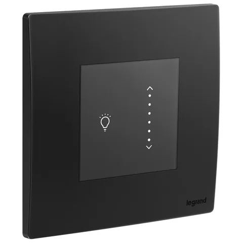 Legrand Mallia Senses — Dimmers — Sliding touch dimmer with neutral, Matt Black — 2 812 86MB