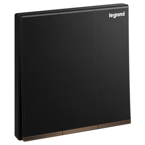 Legrand Galion — Single pole switches 16 AX - 250 V~ — 3-gang - 2-way switch, Matt Black — 2 824 05-C