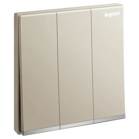 Legrand Galion — Single pole switches 16 AX - 250 V~ — 3-gang - 2-way switch, Champagne — 2 824 05-C2