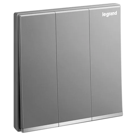 Legrand Galion — Single pole switches 16 AX - 250 V~ — 3-gang - 2-way switch, Dark Silver — 2 824 05-C3