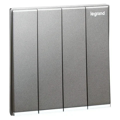 Legrand Galion — Single pole switches 16 AX - 250 V~ — 4-gang - 1-way switch, Dark Silver — 2 824 06-C3
