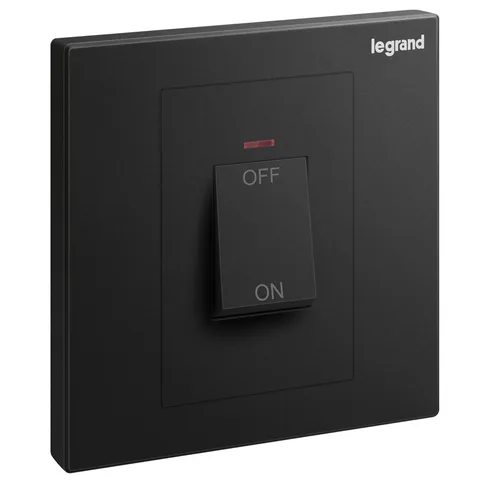 Legrand Galion — Double pole switches 45 A - 250 V± — 1-gang - 1-way switch, Matt Black — 2 824 26-C