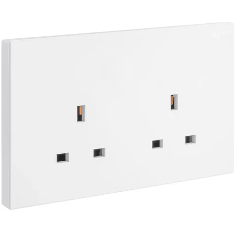 Legrand Galion — British standard single pole socket outlets 13 A - 250 V~ — 2-gang - unswitched, White — 2 824 31