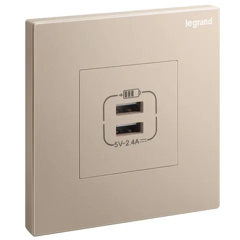 Legrand Galion — Double USB Type-A chargers, Rose Gold — 2 824 47-C1