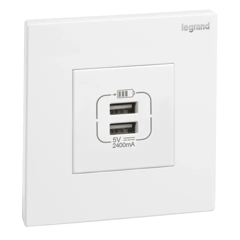 Legrand Galion — Double USB Type-A chargers, White — 2 824 47