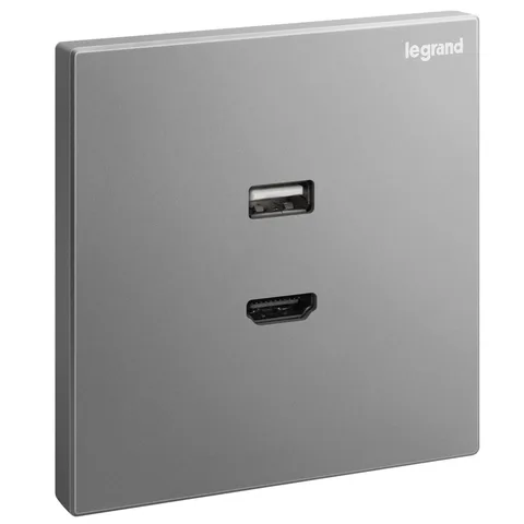 مقبس بيانات HDMI / USB ليجراند جاليون، فضي داكن — 2 824 48-C3