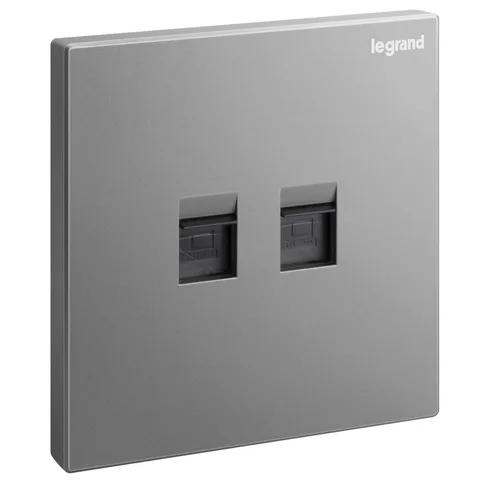 Legrand Galion — Data sockets — Double RJ 45 Cat.6 UTP, Dark Silver — 2 824 63-C3