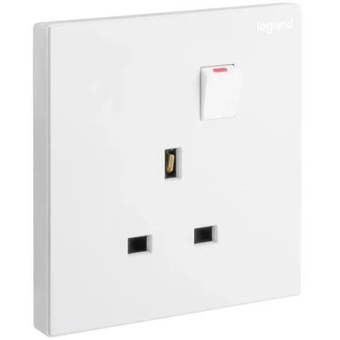 Legrand Galion — British standard single pole socket outlets 13 A - 250 V~ — 1-gang double pole switched, White — 2 824 86