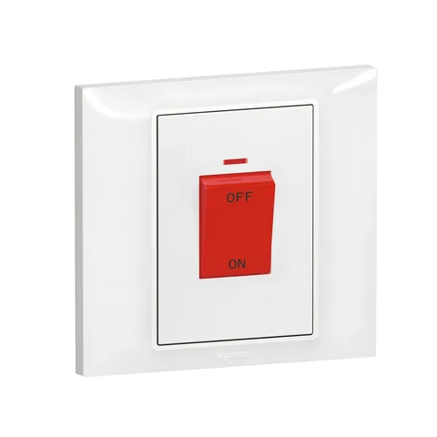 Legrand Belanko S — 1G Double pole switches 45A + NEON, White — 6 176 76