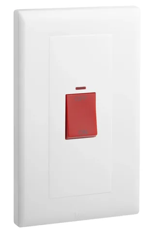 Legrand Eloé — Double pole switches 45 A - 250 V~ — 2-gang 1-way vertical switch + red neon indicator, White — 6 180 77