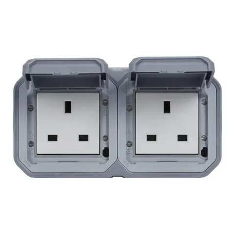Legrand Plexo — 2 GANG BS 13A SOCKET OUTLET - GREY SURFACE IP55 — 69739L