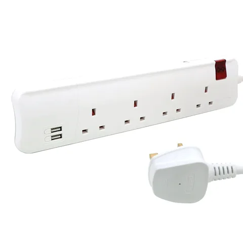Legrand Multi-outlet Extension cord 4X2+E 1 Double pole switched - USB 2.4A charger - 3 Meter 2.4AUSB — 6 985 30