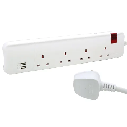 Legrand Multi-outlet Extension cord 4X2+E 1 Double pole switched - USB 2.4A charger - 5 Meter 2.4AUSB — 6 985 31