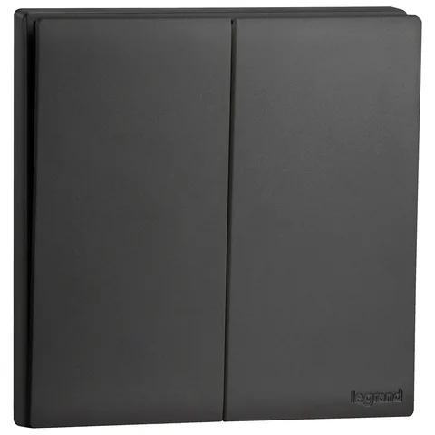 Legrand Obria — Single pole switches 16 AX - 250 V~ — 2-gang 2-way switch, Black — MEC22006BL