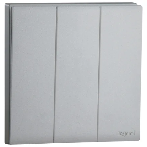 Legrand Obria — Single pole switches 16 AX - 250 V~ — 3-gang 2-way switch, Dark Silver — MEC22009SL
