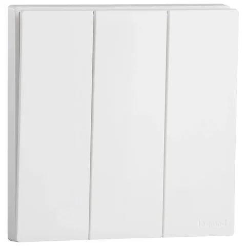 Legrand Obria — Single pole switches 16 AX - 250 V~ — 3-gang 1-way switch, White — MEC21008WH