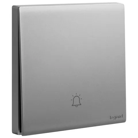 Legrand Obria — Push-buttons 10 A - 250 V~ — 1-gang with bell symbol, Dark Silver — MEC23023SL