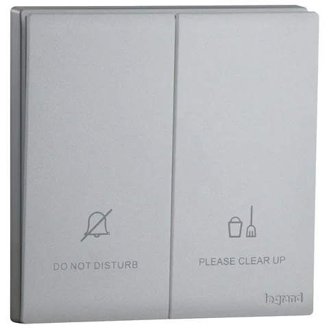 Legrand Obria — Hotel bedroom control units — 2-gang - Do not disturb / Make up room 230 V LED, Dark Silver — MEC27007SL