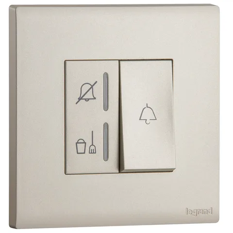 Legrand Obria — Hotel bedroom control units — 1-gang - Do not disturb / Make up room and bell push-button - 230 V LED, Champagne — MEC27072CH