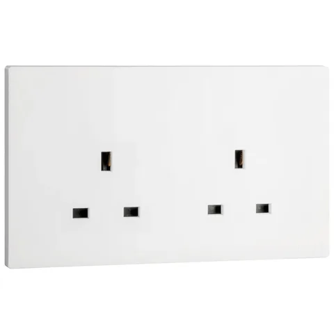 مقبس كهربائي بريطاني ليجراند أوبريا، وحدتان، 1P، 13 أمبير، دون مفتاح، أبيض — MEC31033WH