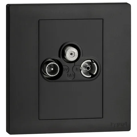 Legrand Obria — Multiple entries television sockets — TV-R-SAT sockets - star attenuation, Black — MEC41067BL