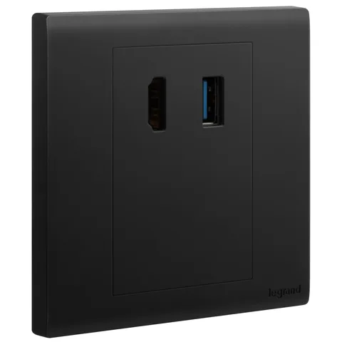 مقبس بيانات HDMI / USB ليجراند أوبريا، أسود — MEC44015BL