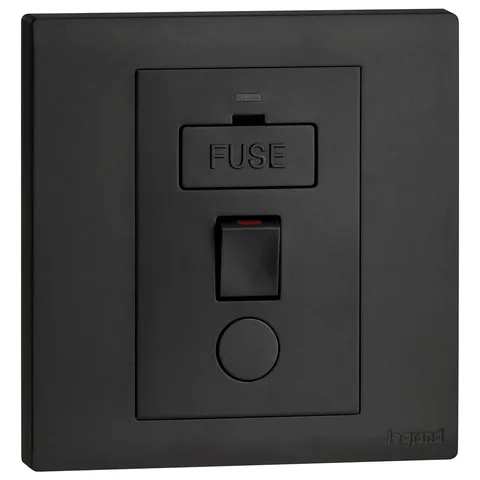 Legrand Obria — 13 A fused connection units — Switched with red LED power indicator, Black — MEC62057BL