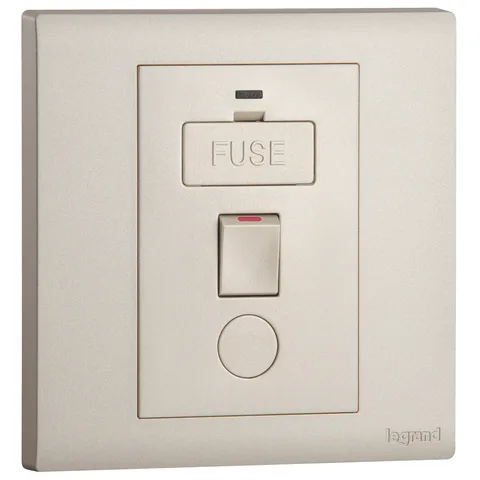 Legrand Obria — 13 A fused connection units — Switched with red LED power indicator, Champagne — MEC62057CH