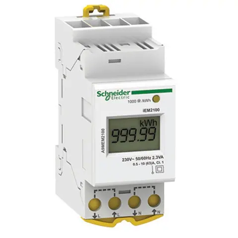Schneider Electric Single phase power meter, iEM2100, modular, 230V, 63A — A9MEM2100