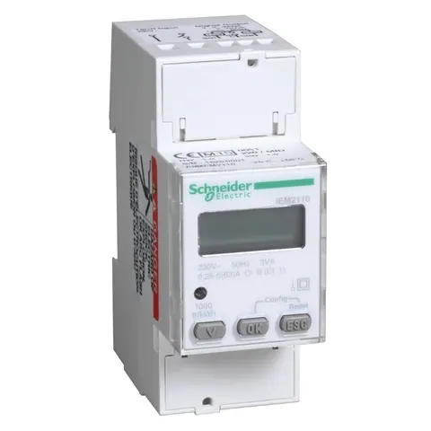عداد طاقة أحادي الطور شنايدر iEM2110، 63 أمبير مباشر، معتمد MID — A9MEM2110
