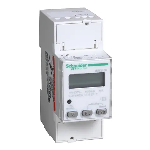 Schneider Electric Single phase power meter, iEM2150, modular, 230V, 63A with communication Modbus — A9MEM2150