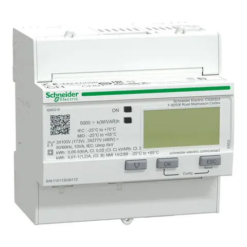 Schneider Electric Energy meter, iEM3210, CT, 1 pulse output, MID — A9MEM3210