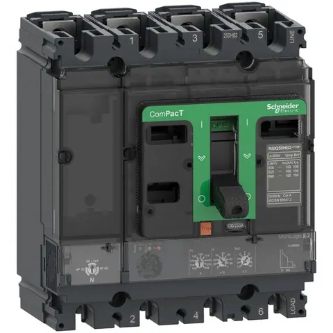 Schneider Electric Moulded case circuit breaker (MCCB), ComPacT NSX160F, 36kA at 415V AC, 160A, MicroLogic 2.2 trip unit, 4P — C16F42D160