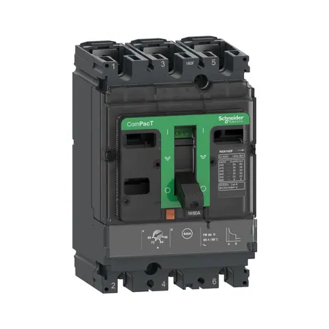 Schneider Electric Moulded case circuit breaker (MCCB), ComPacT NSX250F, 36kA at 415V AC, 160A, TMD trip unit, 3P3D — C25F3TM160C