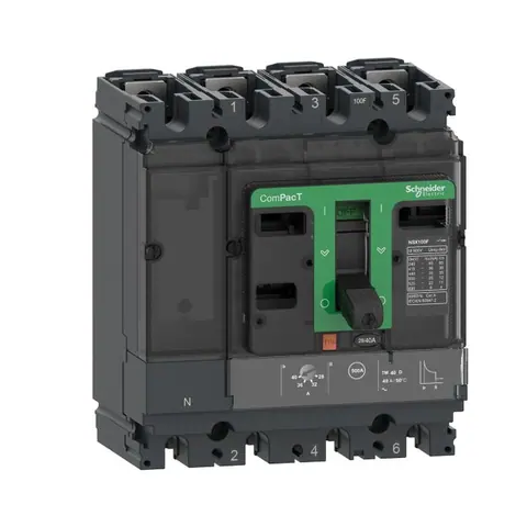 Schneider Electric Moulded case circuit breaker (MCCB), ComPacT NSX250F, 36kA at 415V AC, 200A, TMD trip unit, 4P4D — C25F4TM200C