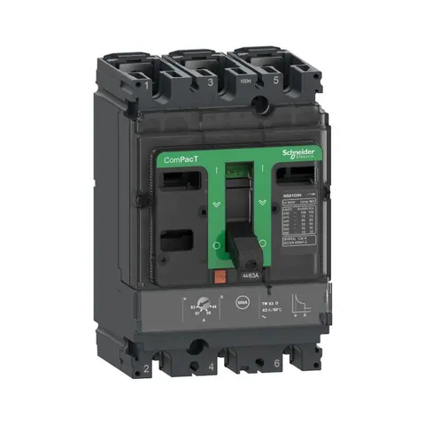 قاطع دائرة MCCB شنايدر ComPacT NSX250H، 3 أقطاب، 250 أمبير، قدرة قطع 70 كيلو أمبير عند 415 فولت، وحدة حماية TMD — C25H3TM250C