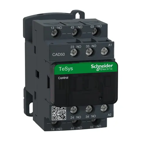 Schneider Electric Control relay, TeSys Deca, 5NO, 0 to 690V, 230V AC 50/60Hz standard coil, screw clamp — CAD50P7