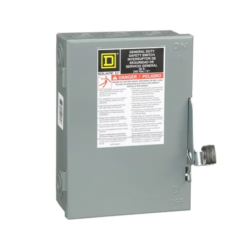 Schneider Electric Safety switch, General duty, non-fusible, 3P, 30A, 240V, NEMA 1 — DU321