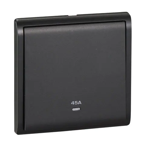Schneider Electric Double pole switch, Pieno, 45A, 250V, 1 gang, with neon, matt black — E8231D45N_MB_G1