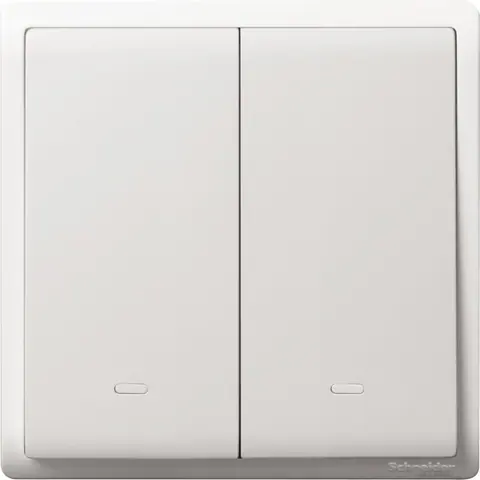 Schneider Electric Switch, Pieno, 16A, 250V, 2 gang, 1 way, with fluorescent locator — E8232L1F