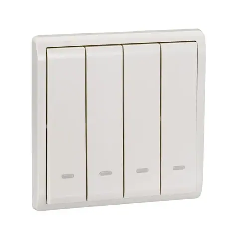 Schneider Electric Switch, Pieno, 10AX, 250V, 4 gang, 2 way, with fluorescent locator, white — E8234L2F_WE_G3
