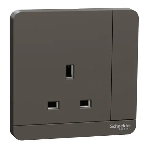 Schneider Electric Switched socket, AvatarOn, 13A 250V, 2P, 1 gang, dark grey — E8315D_DG