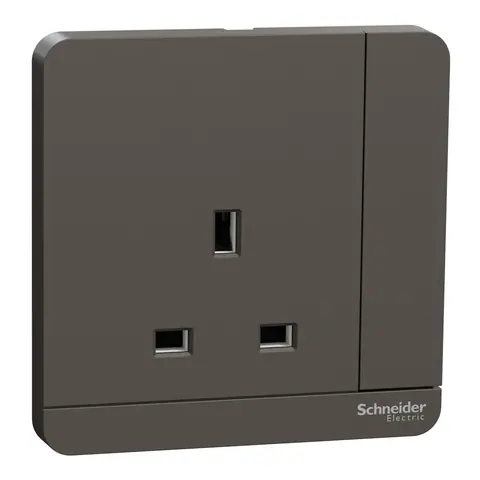 Schneider Electric Switched socket, AvatarOn, 13A 250V, 2P, 1 gang, with LED, dark grey — E8315DN_DG