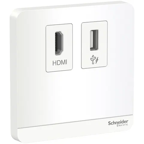 Schneider Electric Multimedia socket, AvatarOn, HDMI™ enabled and USB socket, complete product, untreated, white — E8332HDUSB_WE