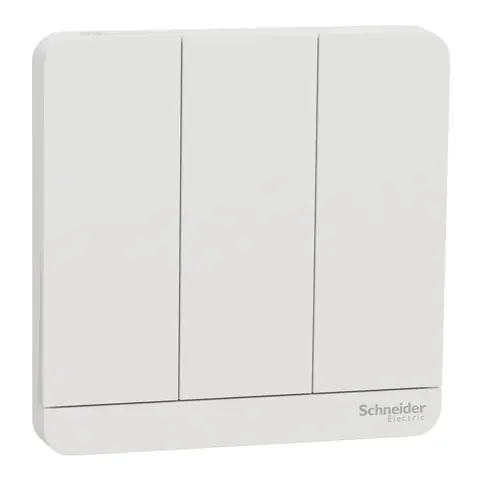 Schneider Electric Switch, AvatarOn, 3 gang, 16AX, 250V, 1 way, Antibacterial, white — E8333L1_AWE