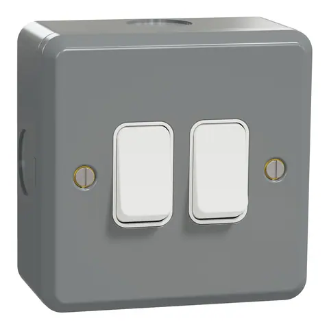 Schneider Electric Switch, ESM, 2-way, 16AX, 2 gang, grey — ESMT3216_2