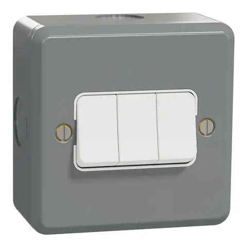Schneider Electric Switch, ESM, 2-way, 16AX, 3 gang, grey — ESMT3316_2